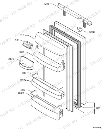 Взрыв-схема холодильника Juno Electrolux JRG90886 - Схема узла Door 003